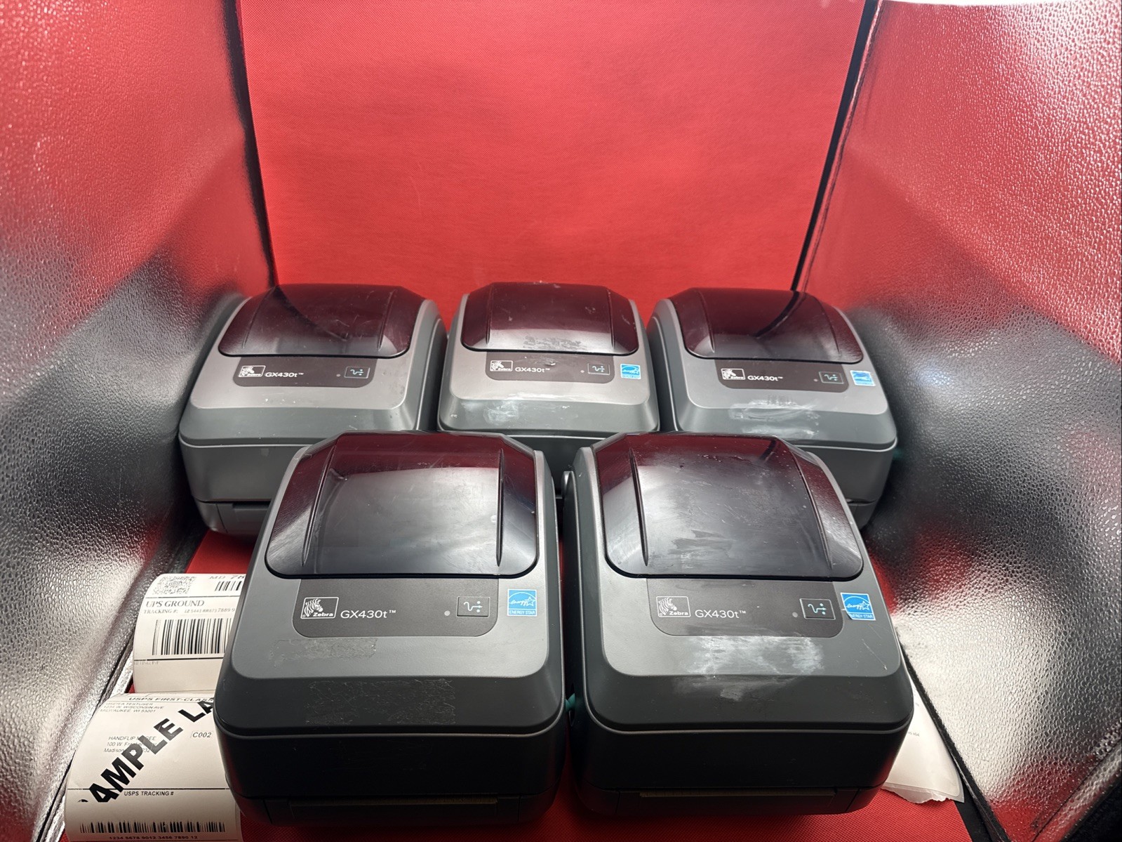 Lot Of 5 Zebra GX430t Thermal Label Printer GX43-102410-000 No AC Adapter