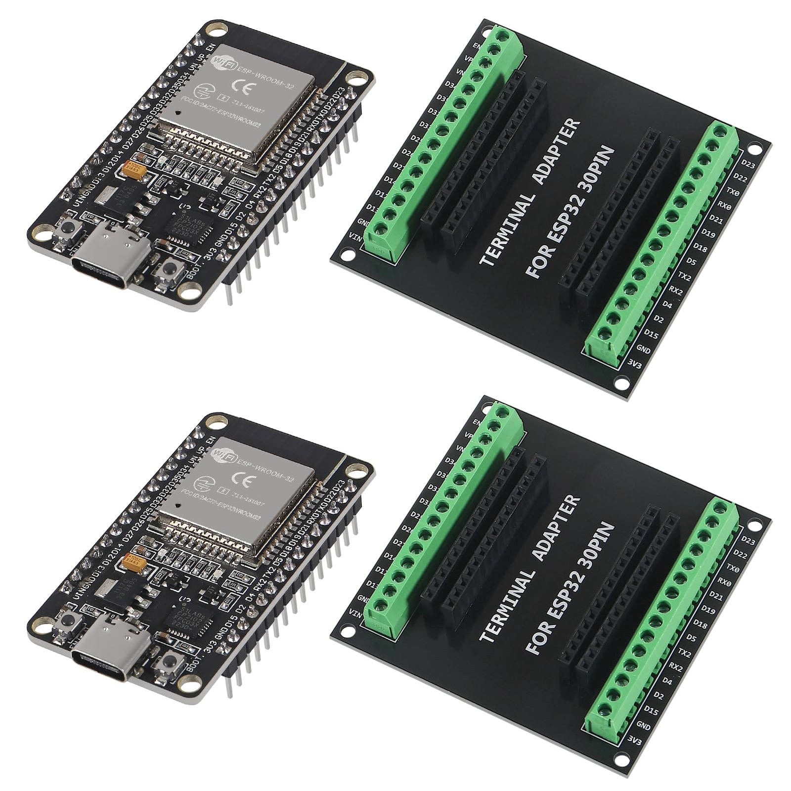 2Set ESP32 Development Board 30Pin Type-C CP2102 WiFi+Bluetooth Dual Core Nod...
