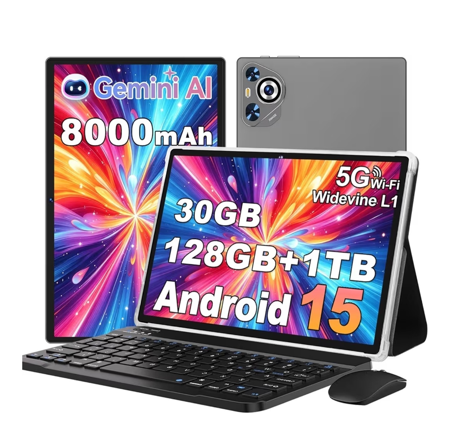 Android 15 Tablet 30GB RAM 128GB ROM 1TB TF Keyboard + MOUSE 10.1 Inch 8000mAh 