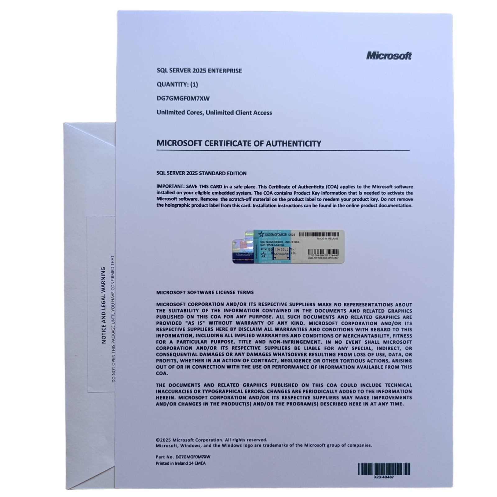 Microsoft SQL Server 2025 Enterprise - CoA | Unlimited Cores and Unlimited CALs