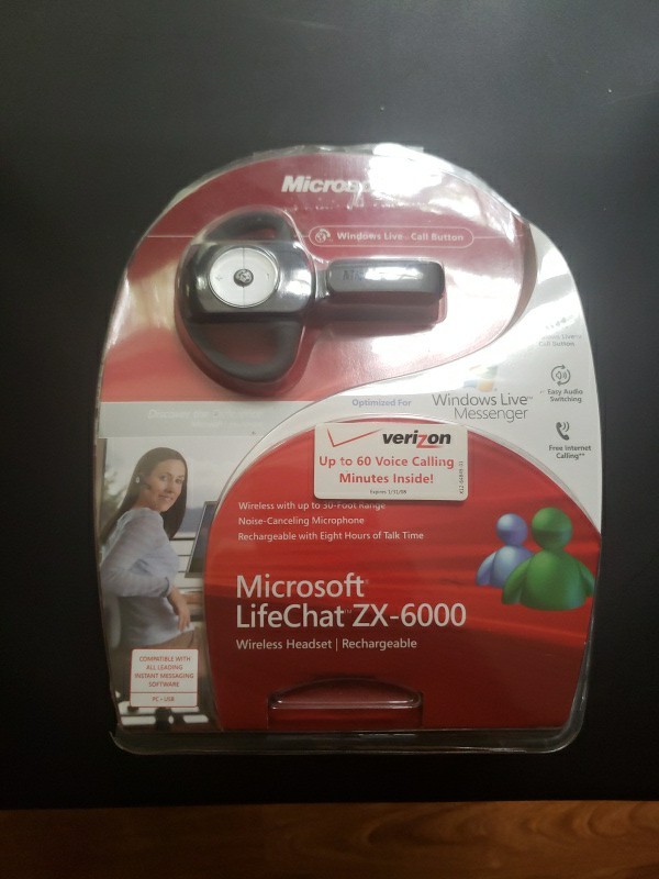 Microsoft LifeChat ZX-6000 Wireless PC Headset Rechargable NEW