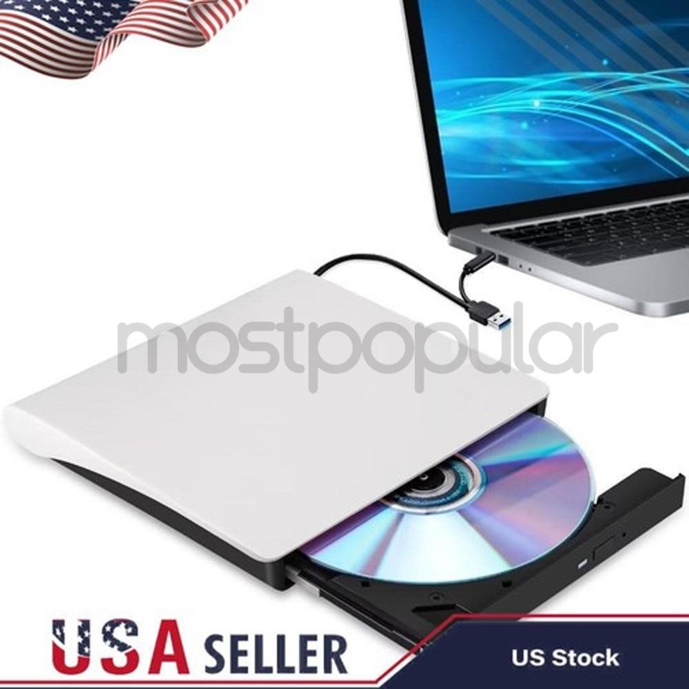 USB3.0 Slim CD/DVD Drive RW Disc Player Burner Reader For Laptop PC Mac Win78 10