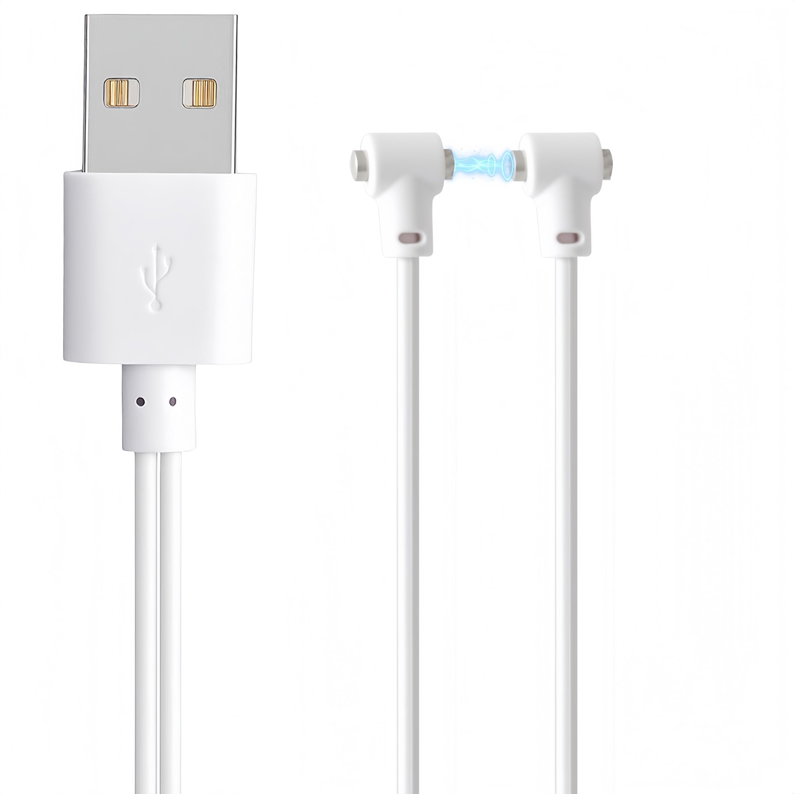 Universal 2 Pin Adjustable Magnetic Charging Cable for USB-A 1-Pack, White