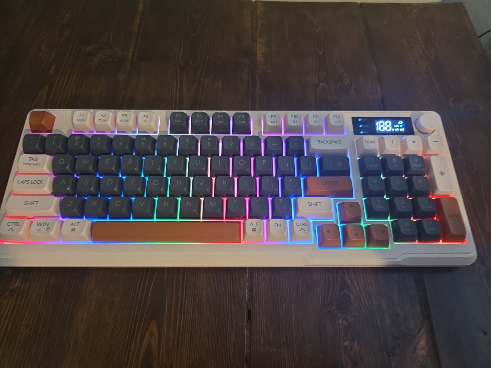 M96 PBT Wireless Membrane Gaming Keyboard Scient Keys with Knob Rainbow Backlit