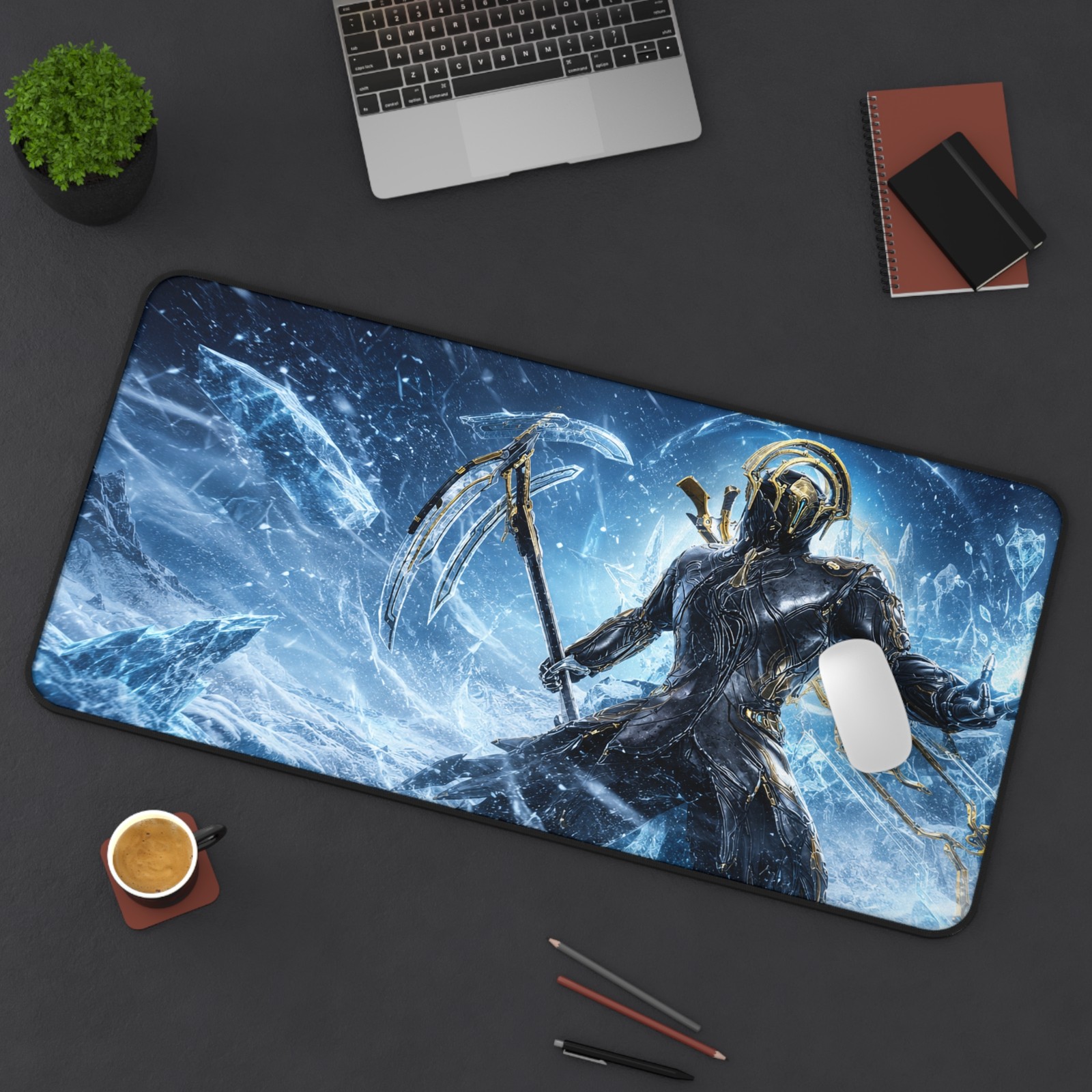 Frost Prime Warframe Desk Mat | Frost fantasy gaming mousepad
