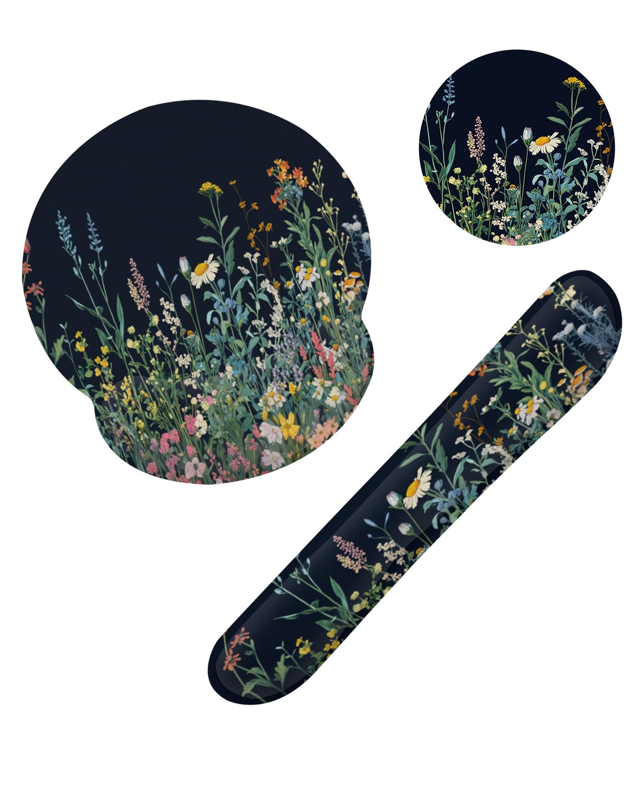 Wildflower Spring Floral Mouse Pad with Wrist Rest and Keyboard Wrist Rest Se...