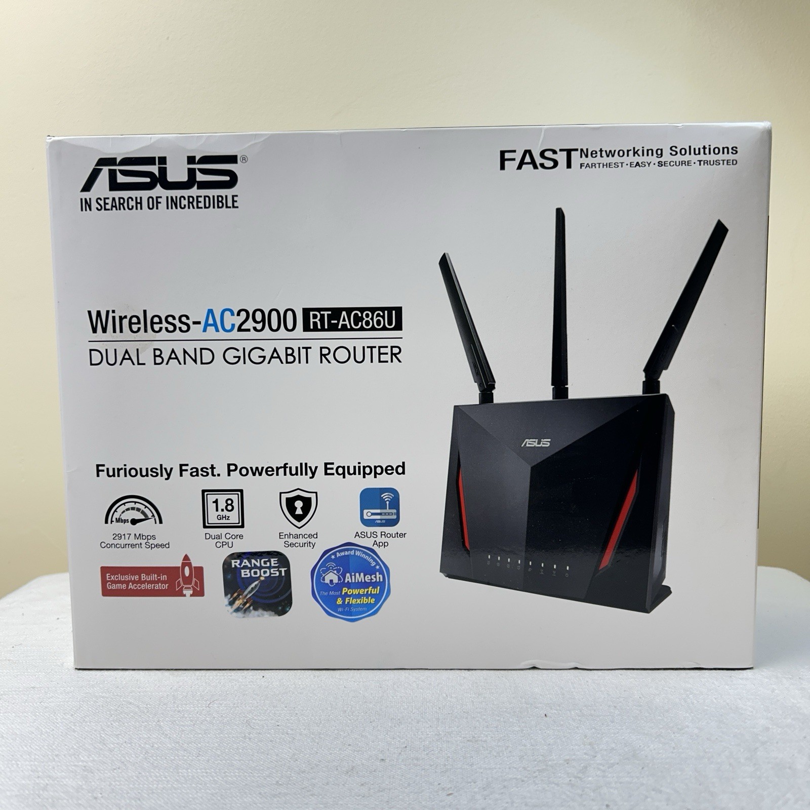 ASUS AC2900 Dual Band Gigabit WiFi Gaming Router RT-AC86U - New Open Box