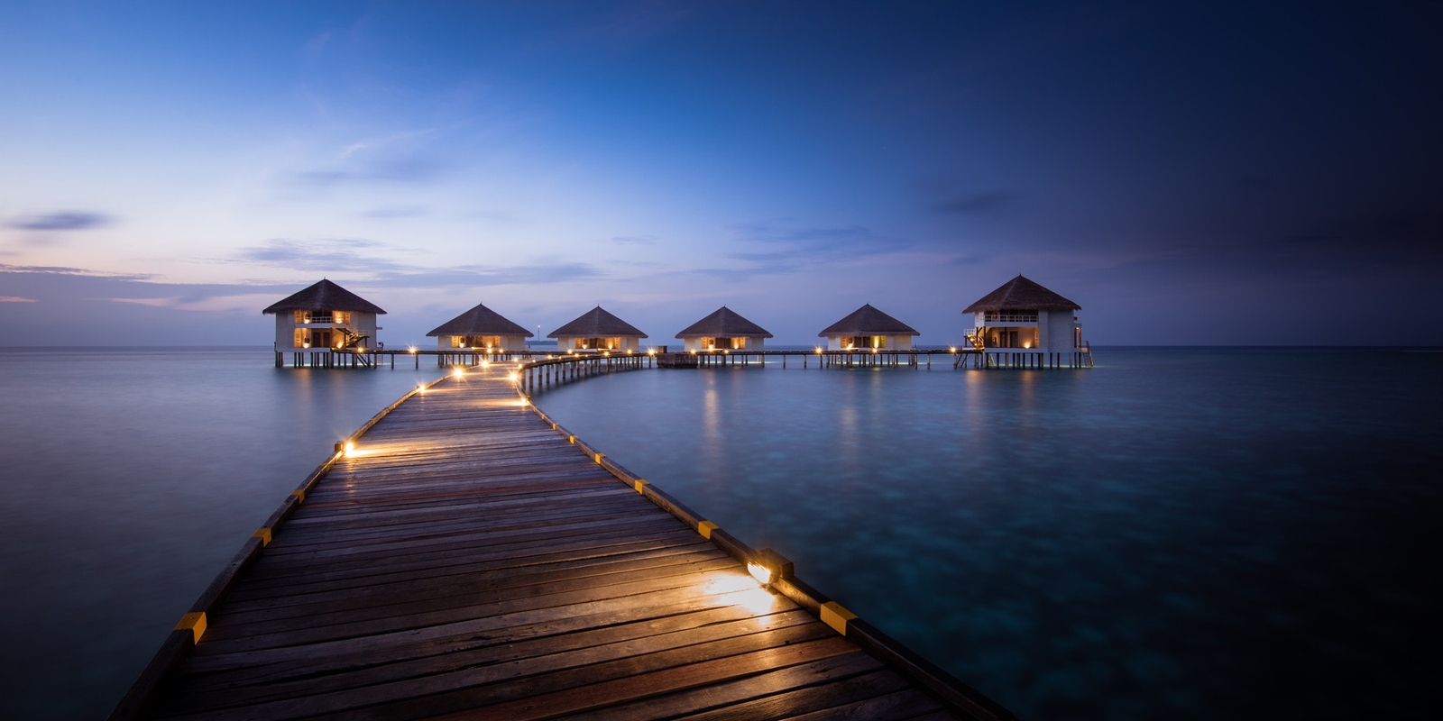 Landscape maldives resort artificial lights walkway sea Custom Gaming Mat Desk