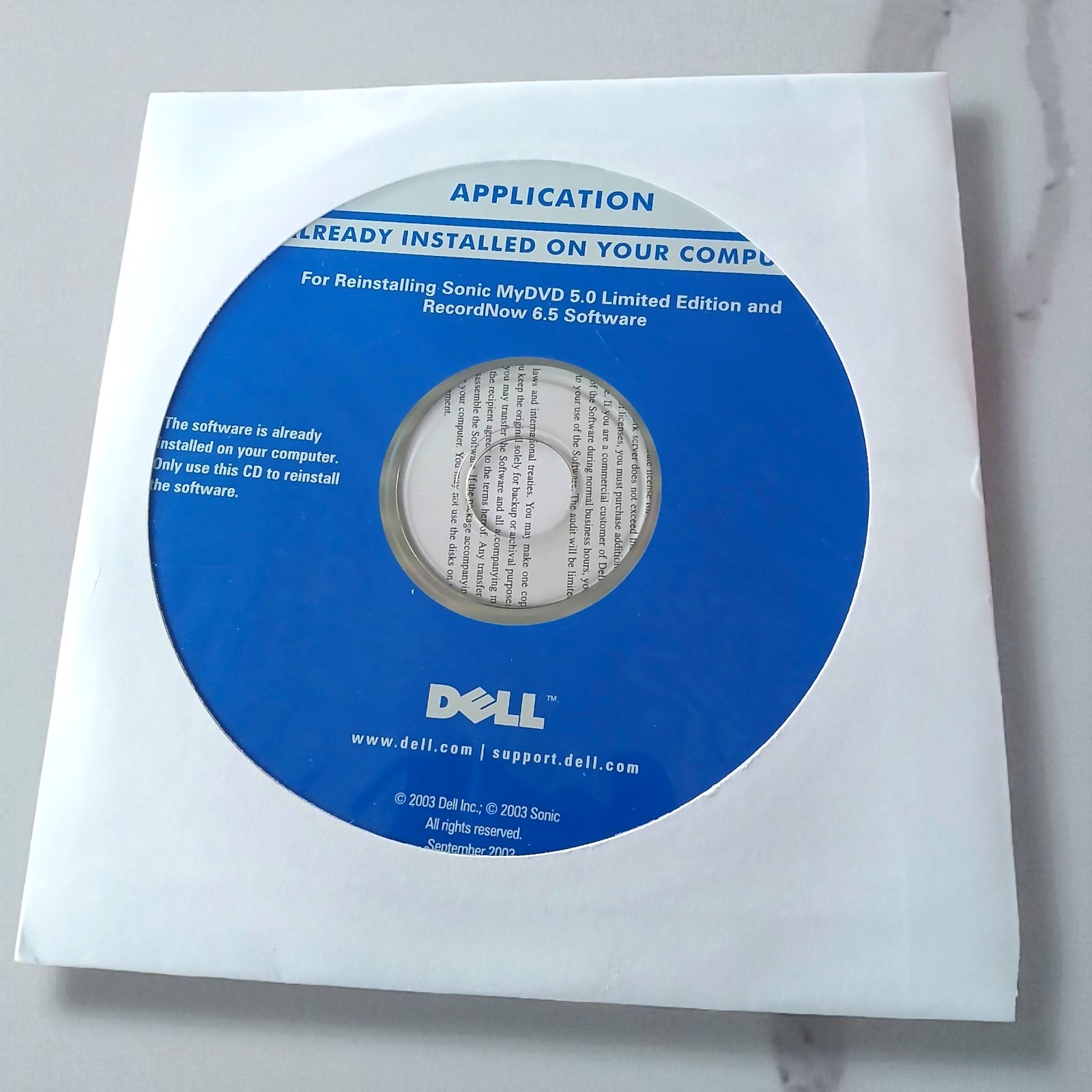 Dell Reinstalling Sonic MyDVD 5.0 Limited Edition and RecordNow 6.5 Software CD