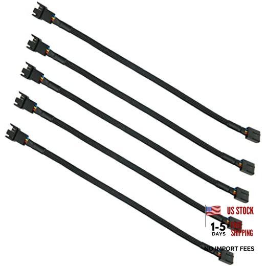 5PCS 4-Pin PWM Fan Splitter Cable Sleeved Braided Adapter Computer PC 10in/25cm