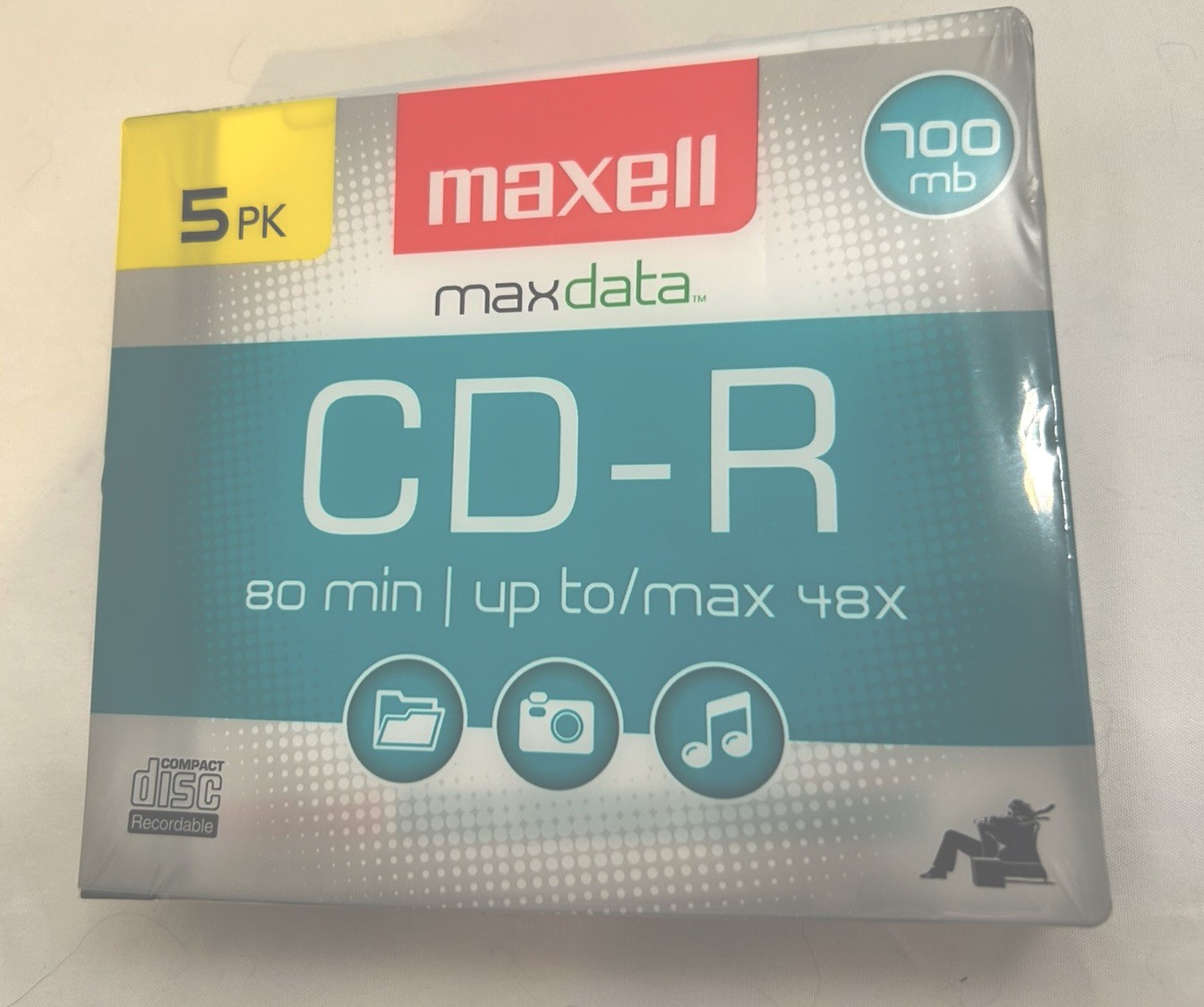 Maxell 5 PACK Max Data CD-R Blank Music Data Recordable 80min 700MB Disc Sealed