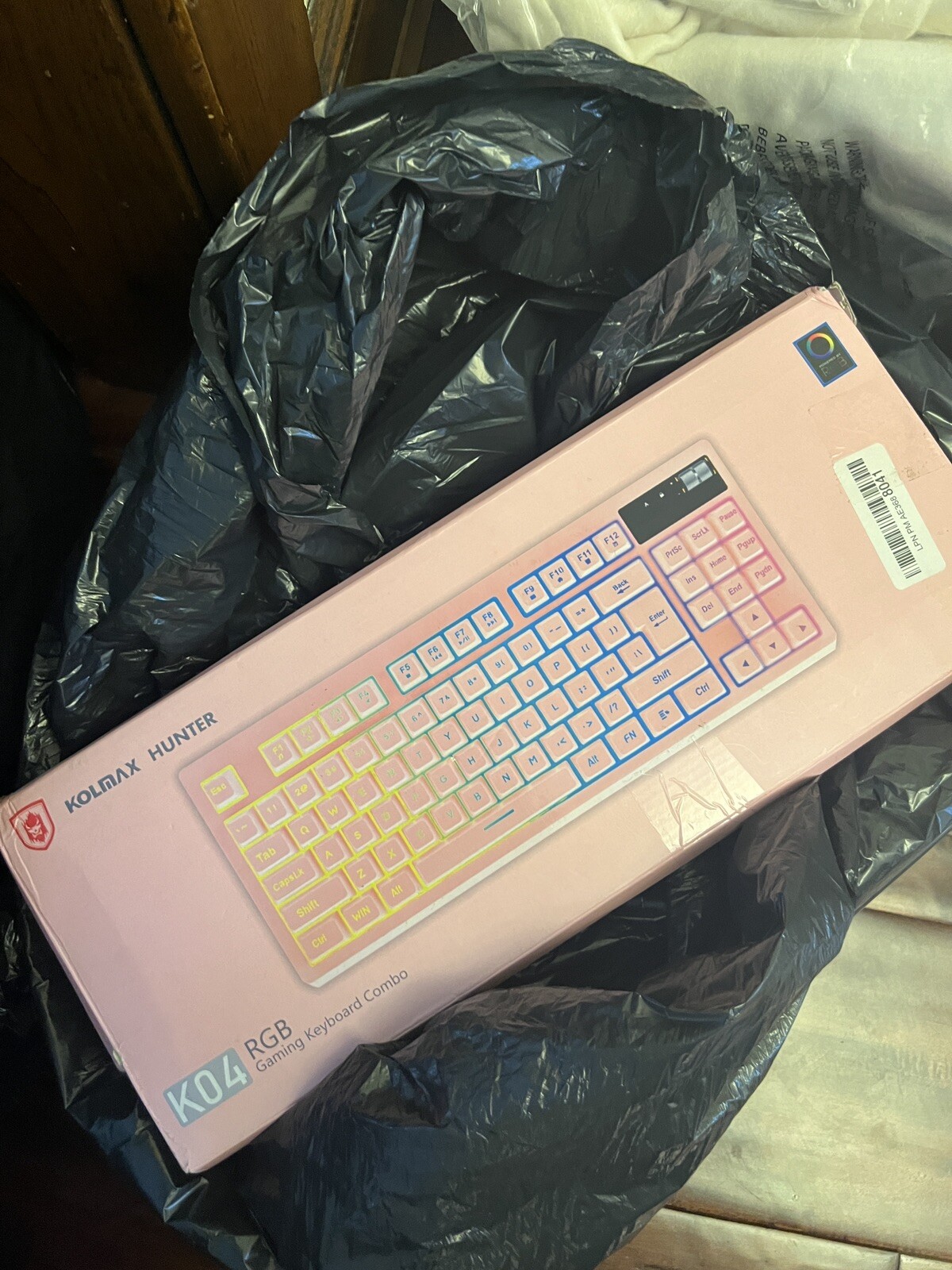 Kolmax Hunter K04 87% RGB White Membrane Gaming Keyboard. (PINK) Used