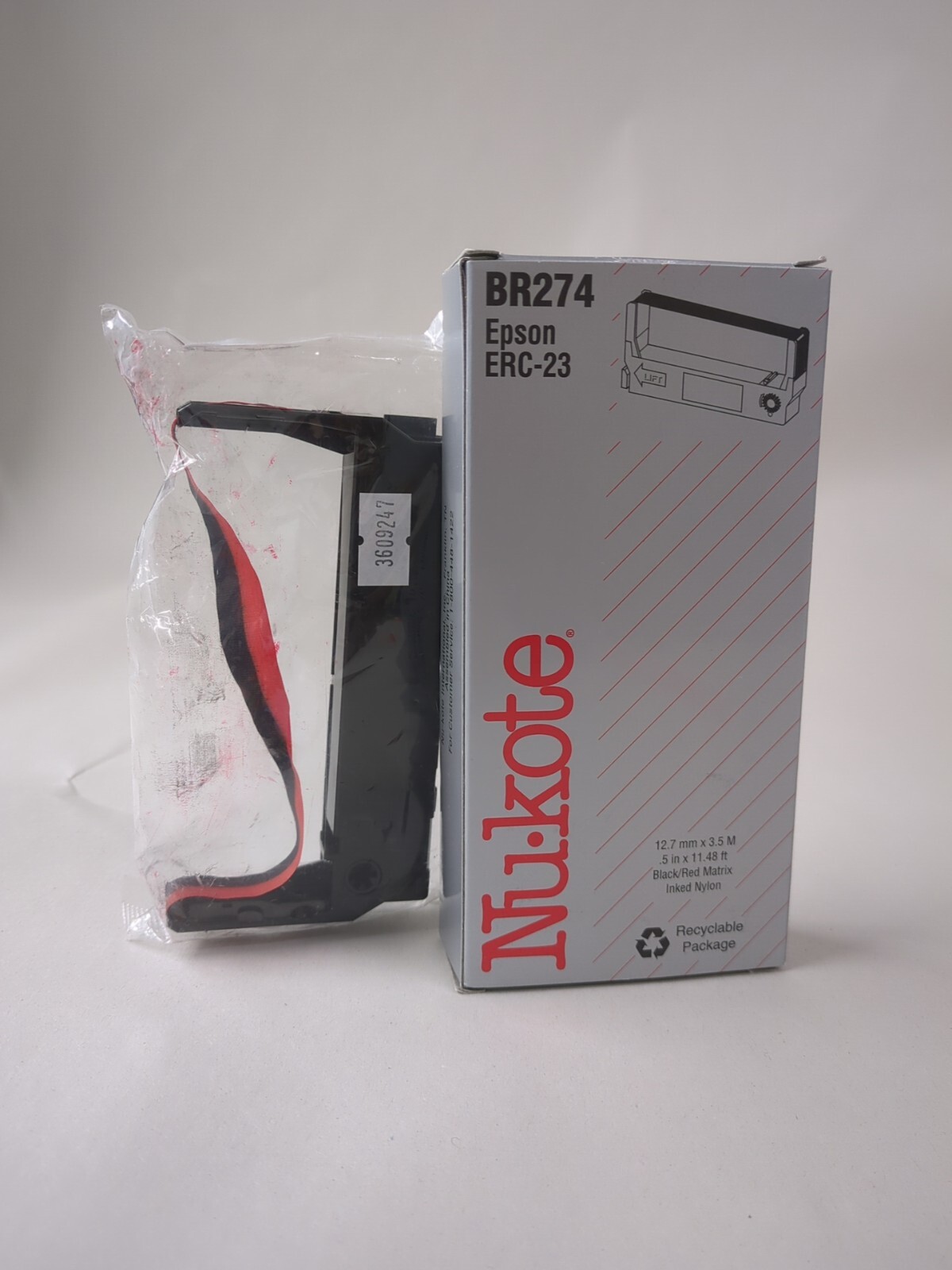 Lot of (2)Nukote BR274 Replacement Ribbon For Epson Number ERC-23 Blk/Red Matrix