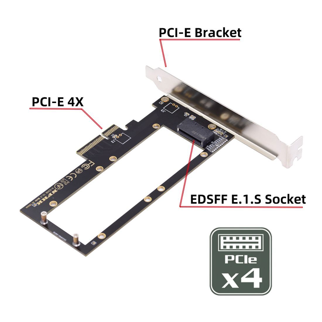 Cablecy PCI-E4.0 4X Host Adapter to NVMe Ruler GEN-Z EDSFF 5.9mm 8.0mm Thickness