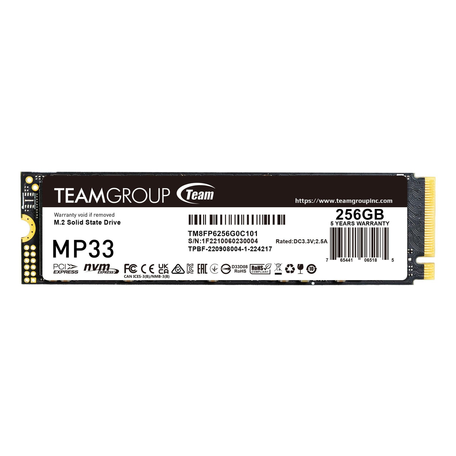 TEAMGROUP MP33 256GB SLC Cache 3D NAND TLC NVMe 1.3 PCIe Gen3x4 M.2 2280 Inte...