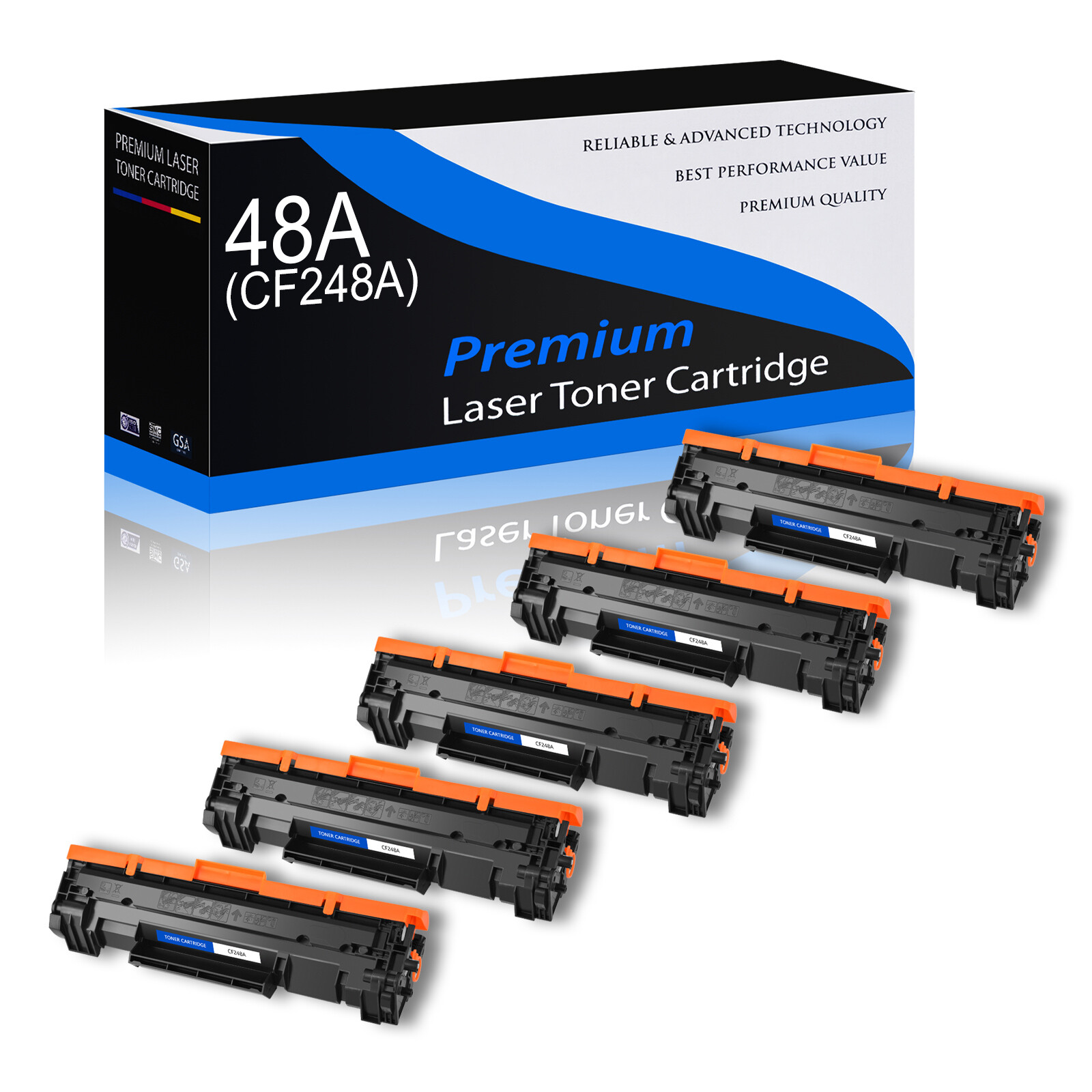 5PK CF248A 48A Laser Toner Cartridge for HP LaserJet Pro M15a M15w M16a M16w