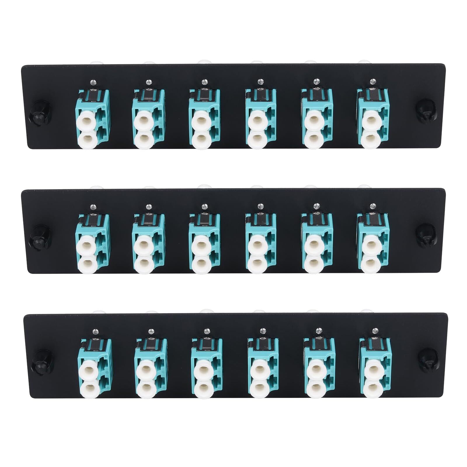 - 12 Fibers LC to LC OM3 Duplex Multi Mode Fiber Patch Panel with 3 pcs LC/LC...