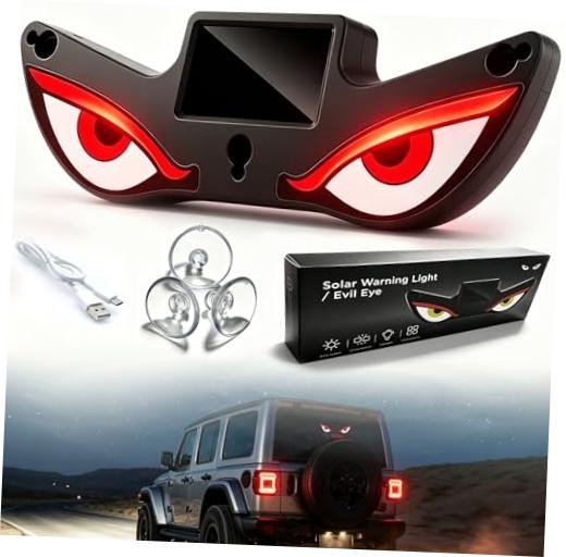 Solar Demon Eye LED Car Wireless Window Light, Devil Eye Light for Red-White
