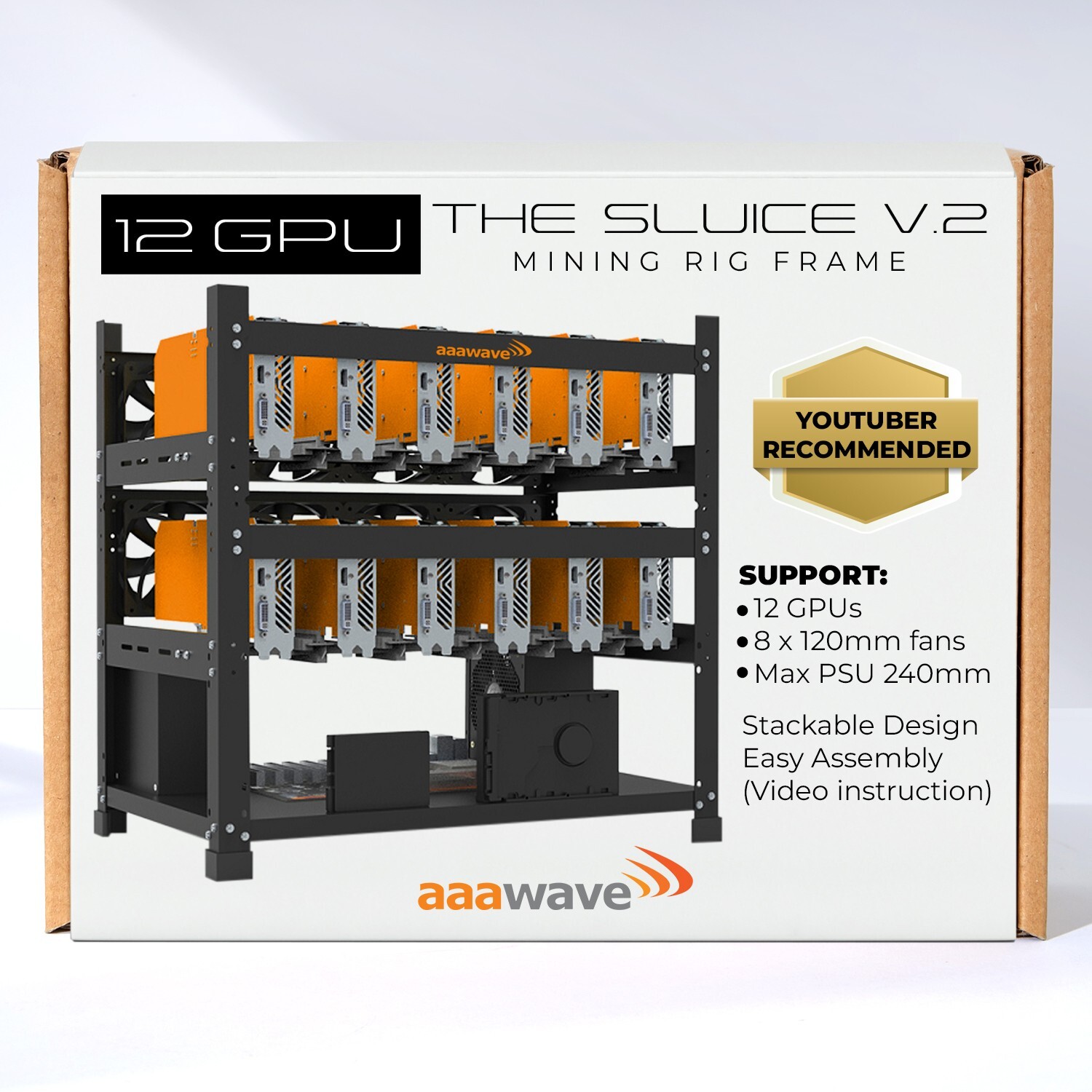AAAwave The Sluice V2 12GPU Open Frame Mining Rig Frame Chassis