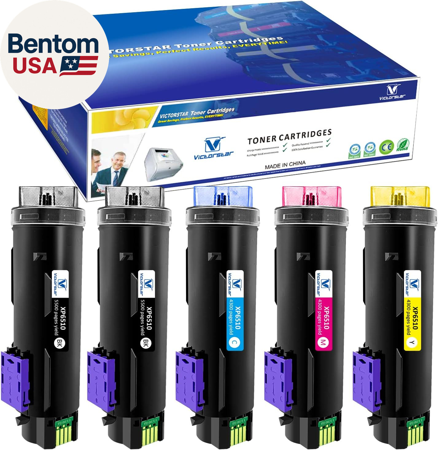 5 Packs Compatible Toner Cartridges 6510 6515【Extra High Yield】 5500 BK & 4300 P