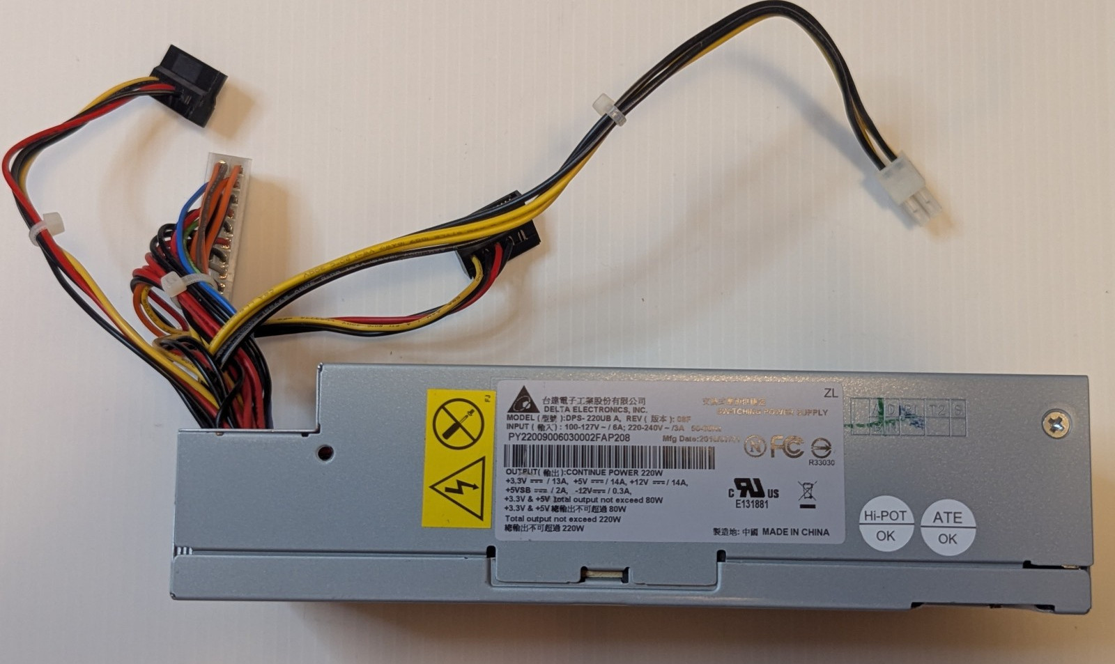 Delta Electronics 220W Switching Power Supply DPS-220UB A Acer Gateway Emachine