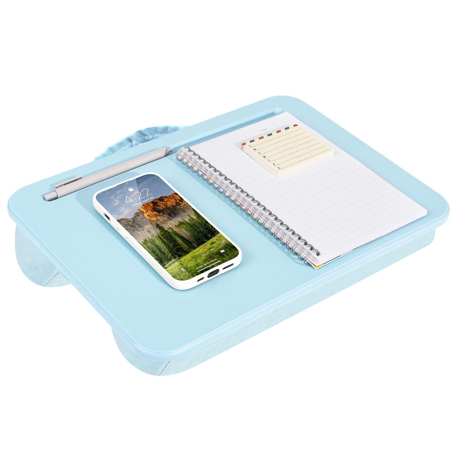 LAPGEAR Compact Lap Desk Fits 14 Inch Laptop Portable Cushion Desk Blue
