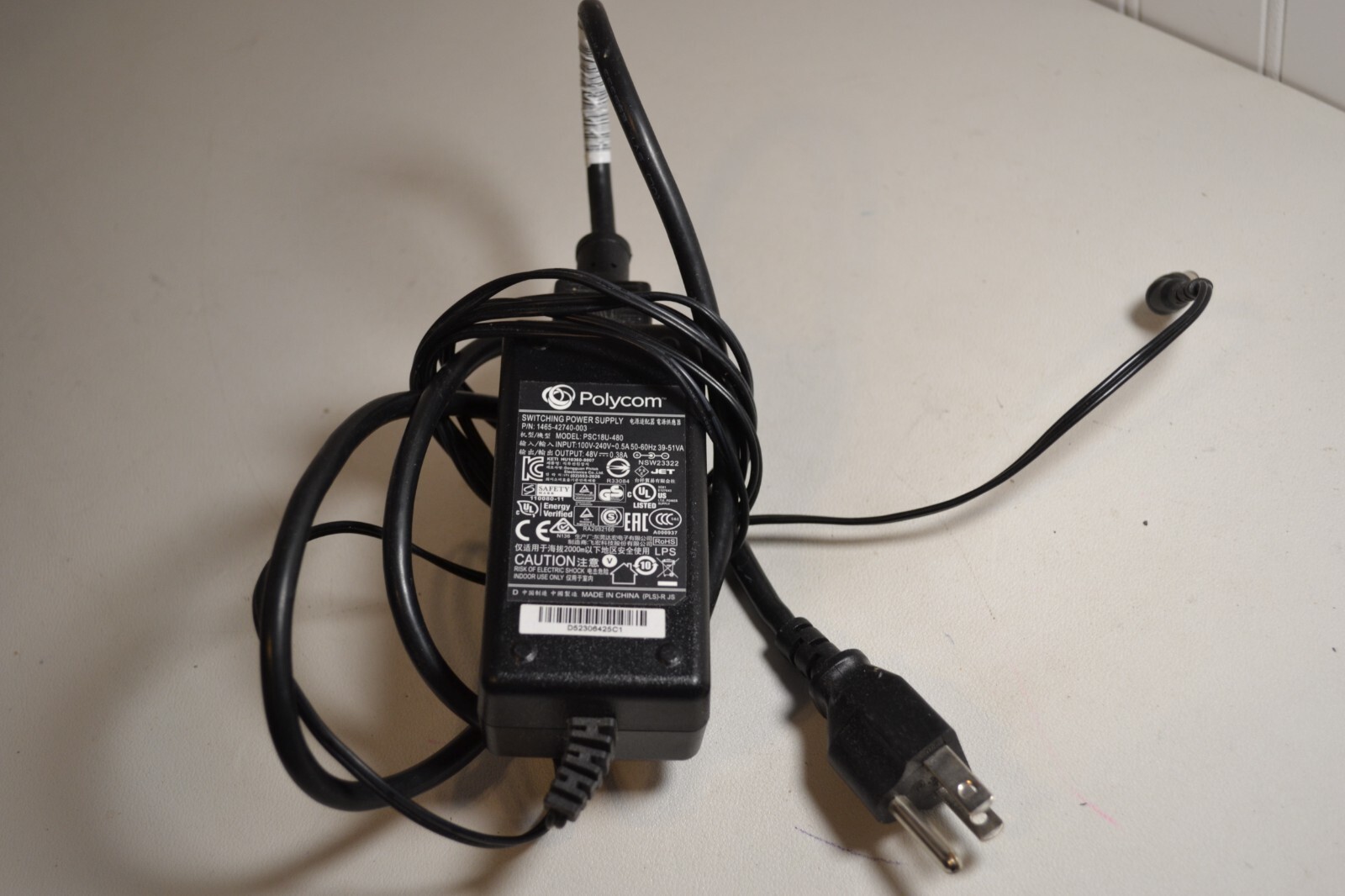 GENUINE Polycom 1465-42740-003 PSC18U-480 Power Supply w/Power Cord