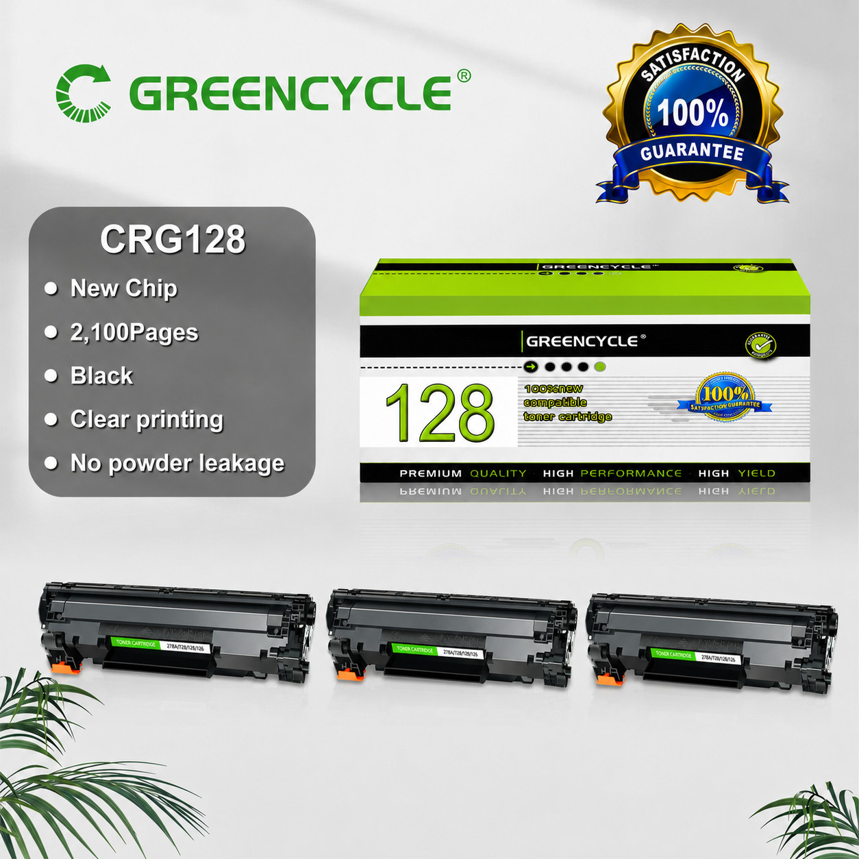 3 Pack Black Laser Toner Replacement for Canon CRG128 D530 D550 MF4770n MF4880dw