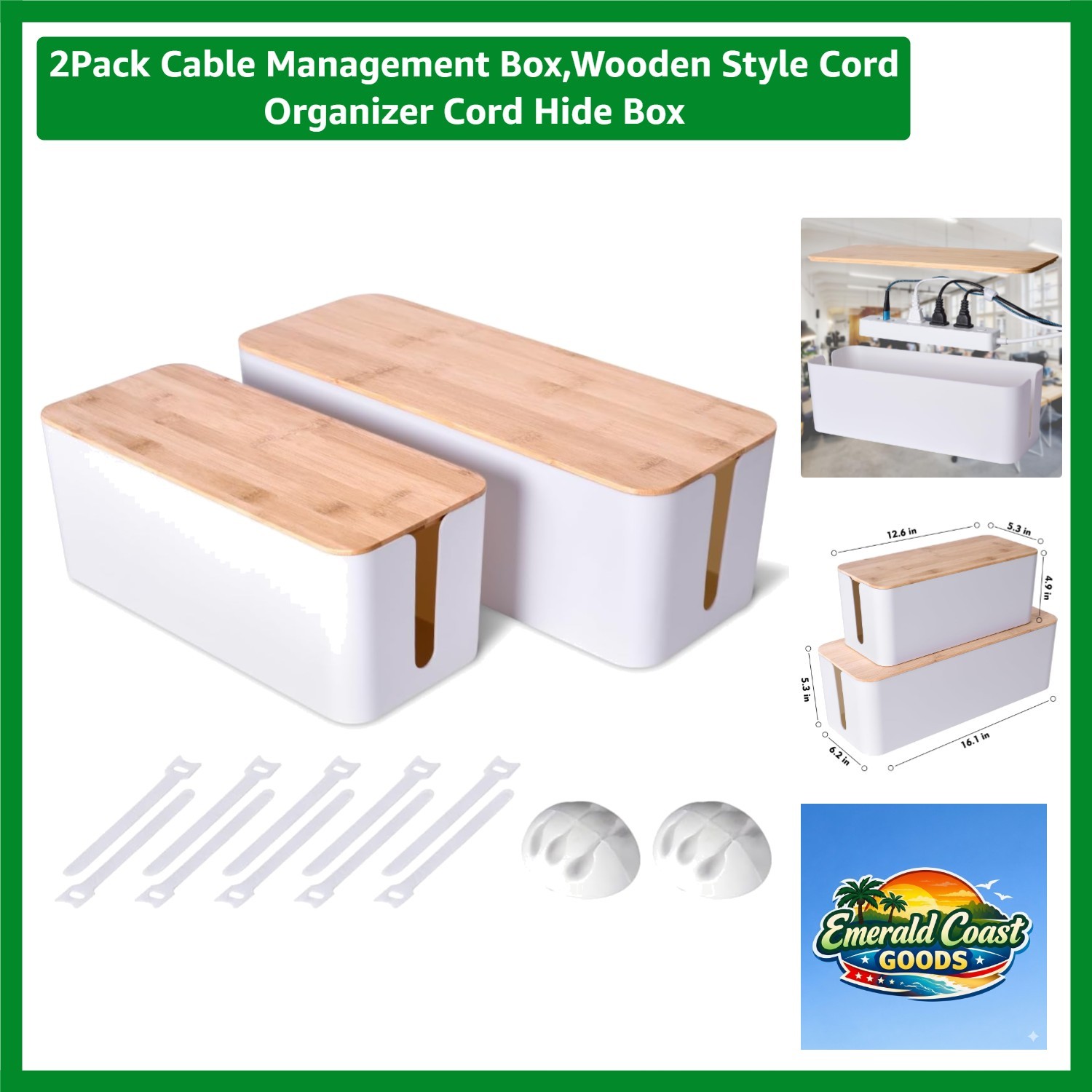 Elegant 2 Count Cord Cover Box Set - Stylish & Functional Cable Management
