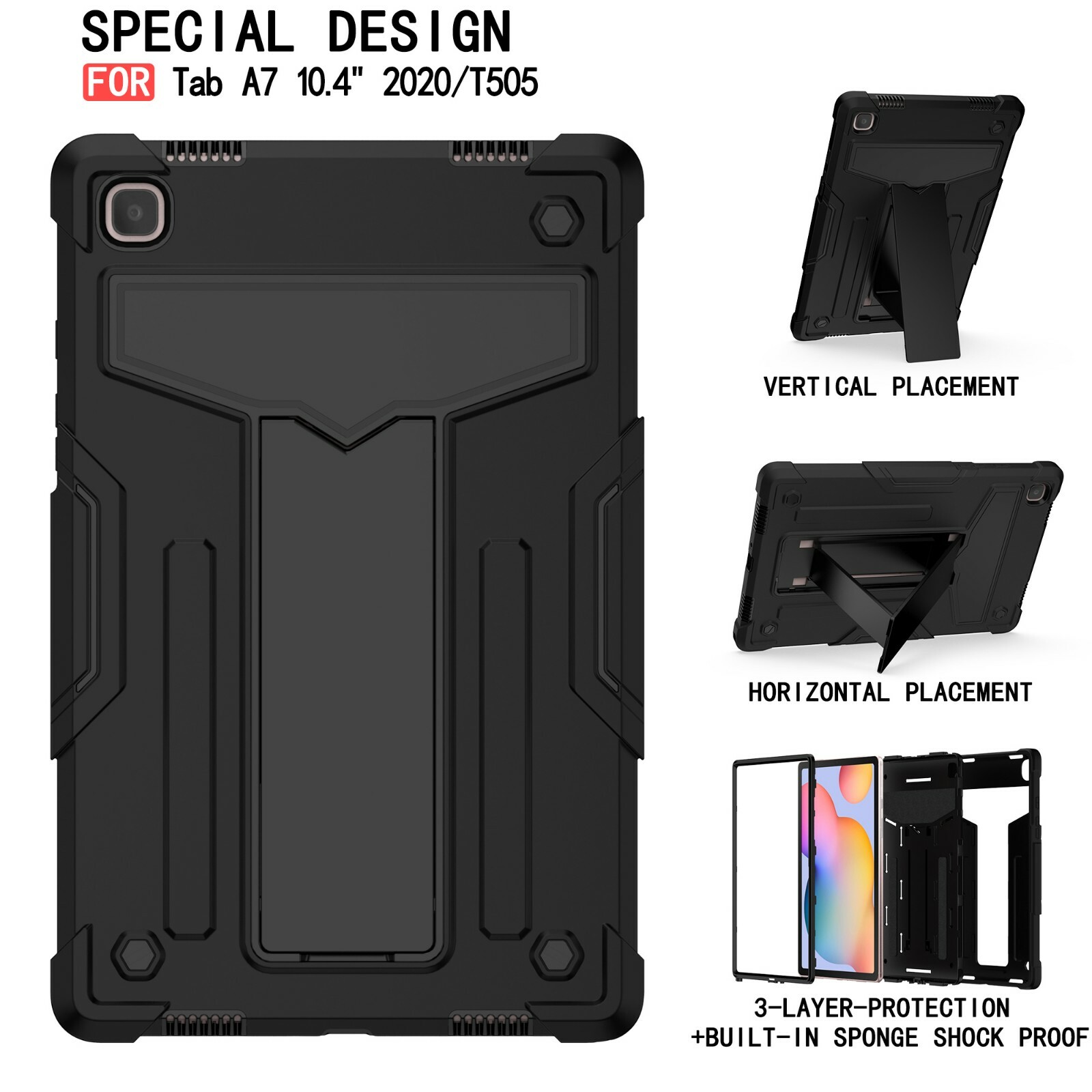 For Samsung Galaxy Tab A7 10.4'' 2020 Tablet Case Rugged Cover, Screen Protector