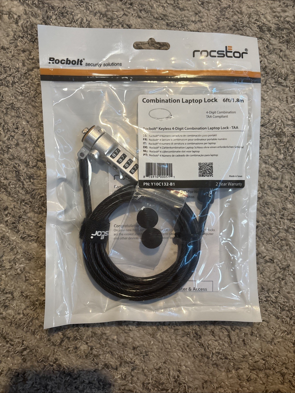 Rocstor Rocbolt Security Solutions Combination Laptop Lock