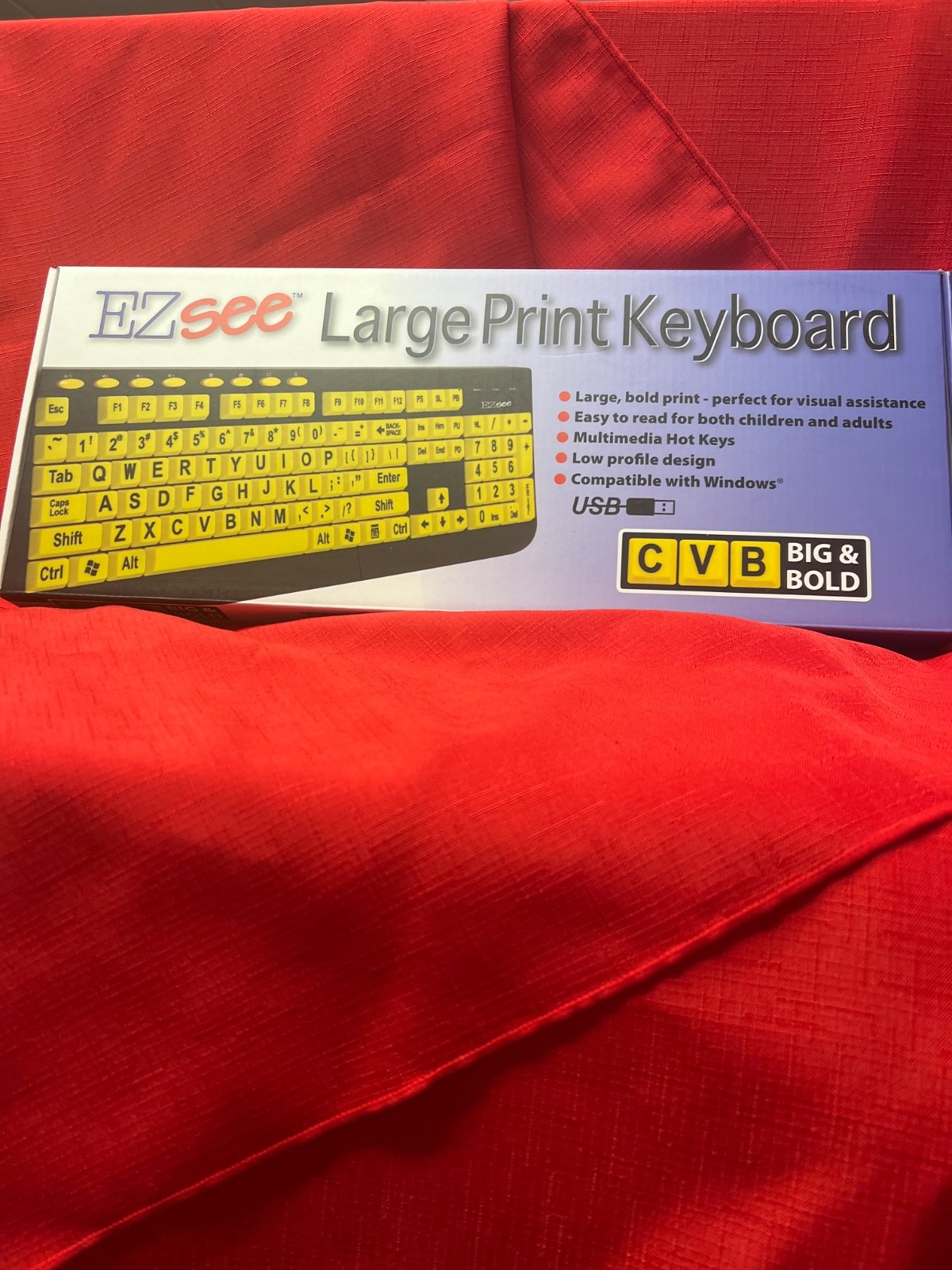 EZ See Large Black Keys Keyboard Big Bold New in Box 