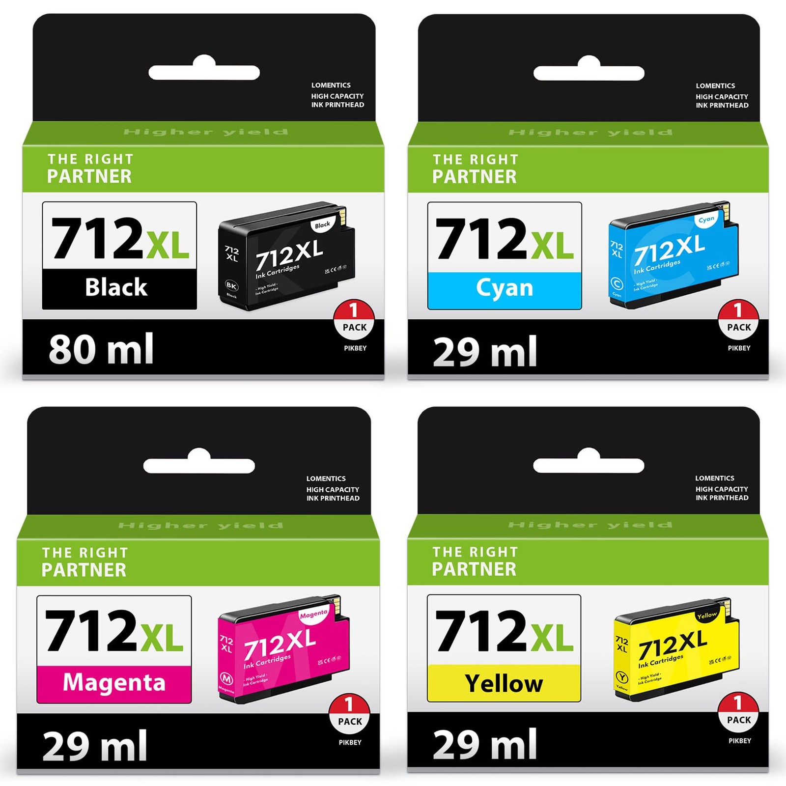 712XL 712 Ink Cartridges High Yield Replacement for HP 712 712XL Ink for