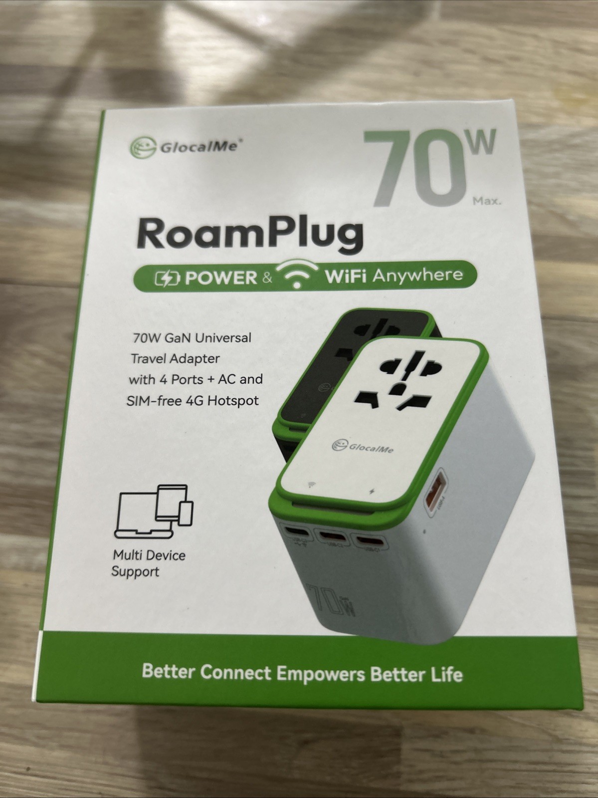 GlocalMe RoamPlug Universal Travel Adapter with 4G WiFi Mobile Hotspot