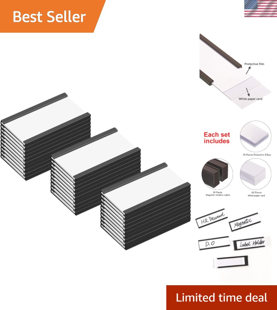 C Channel Magentic Label Holders 2x4 Inch, Magnetic Data Card Holders File Ca...