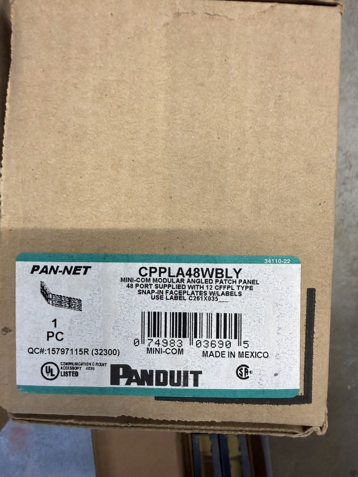 Panduit CPPLA48WBLY Mini-Com Patch Panel - 48 Port