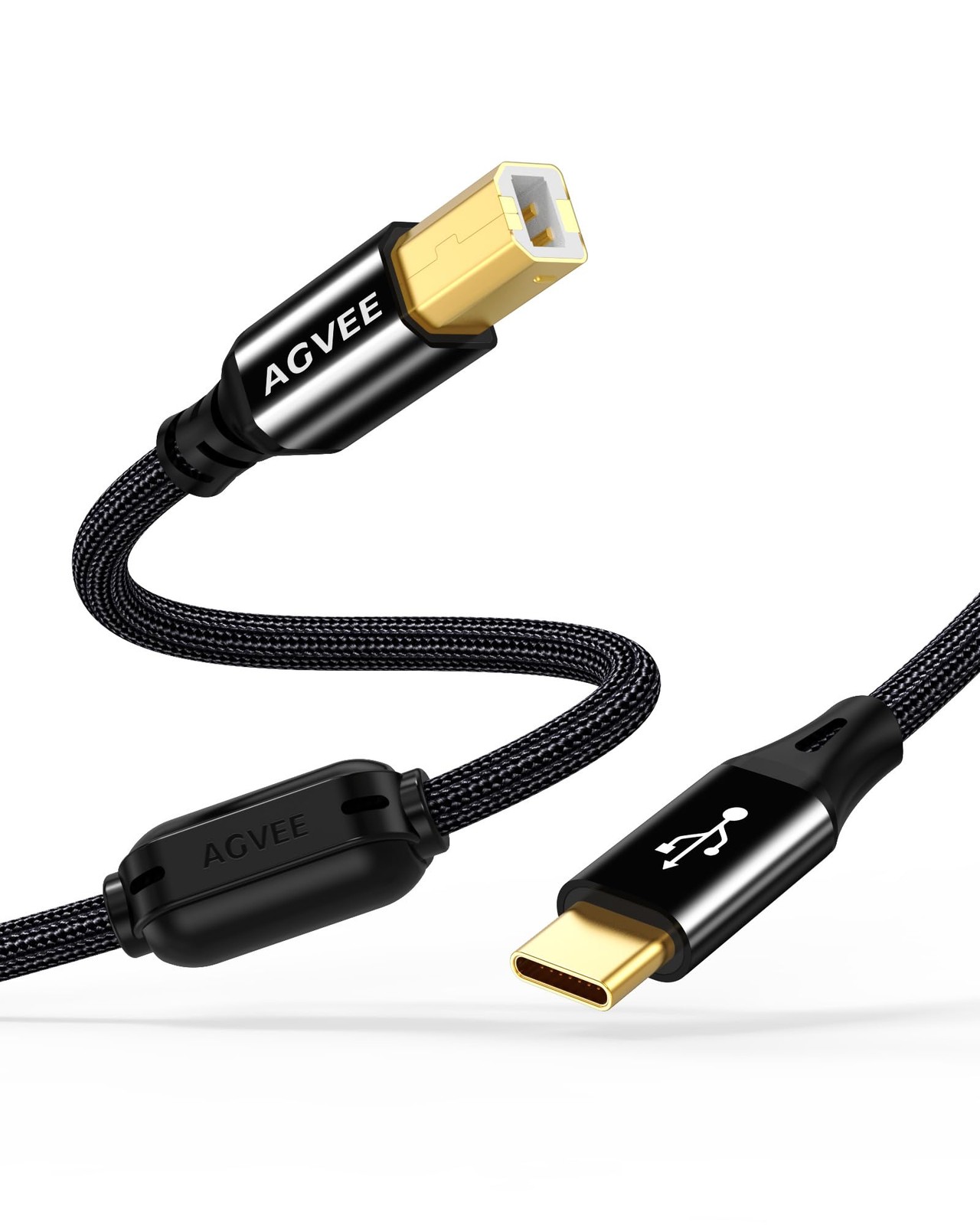 AGVEE 6.6ft USB-C Printer Cable, Type-C to B MIDI Cable Cord, 6.6ft, Black 