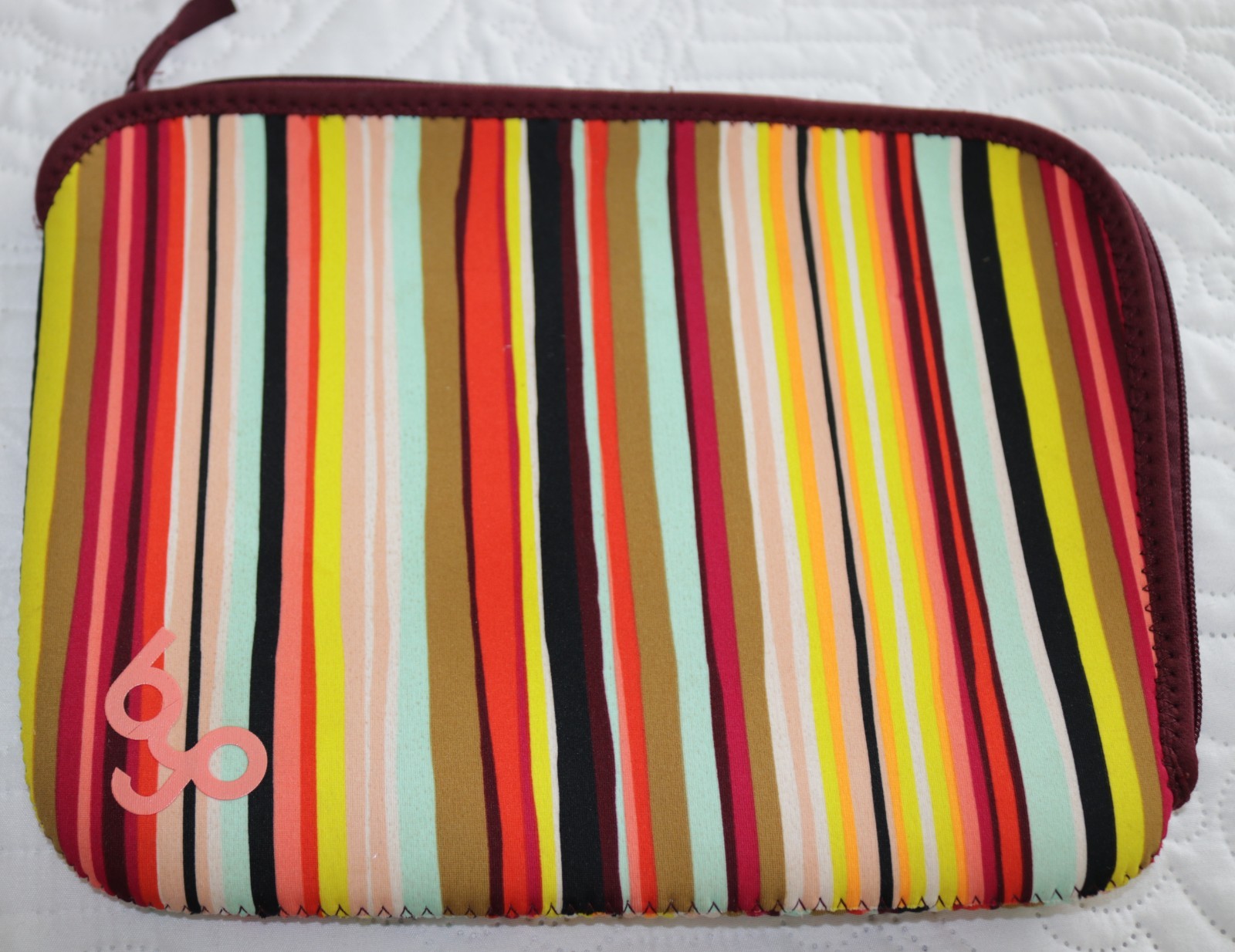 Built NY BYO Neoprene Tablet Sleeve Colorful Stripes  Zippered Case 10" x 8"
