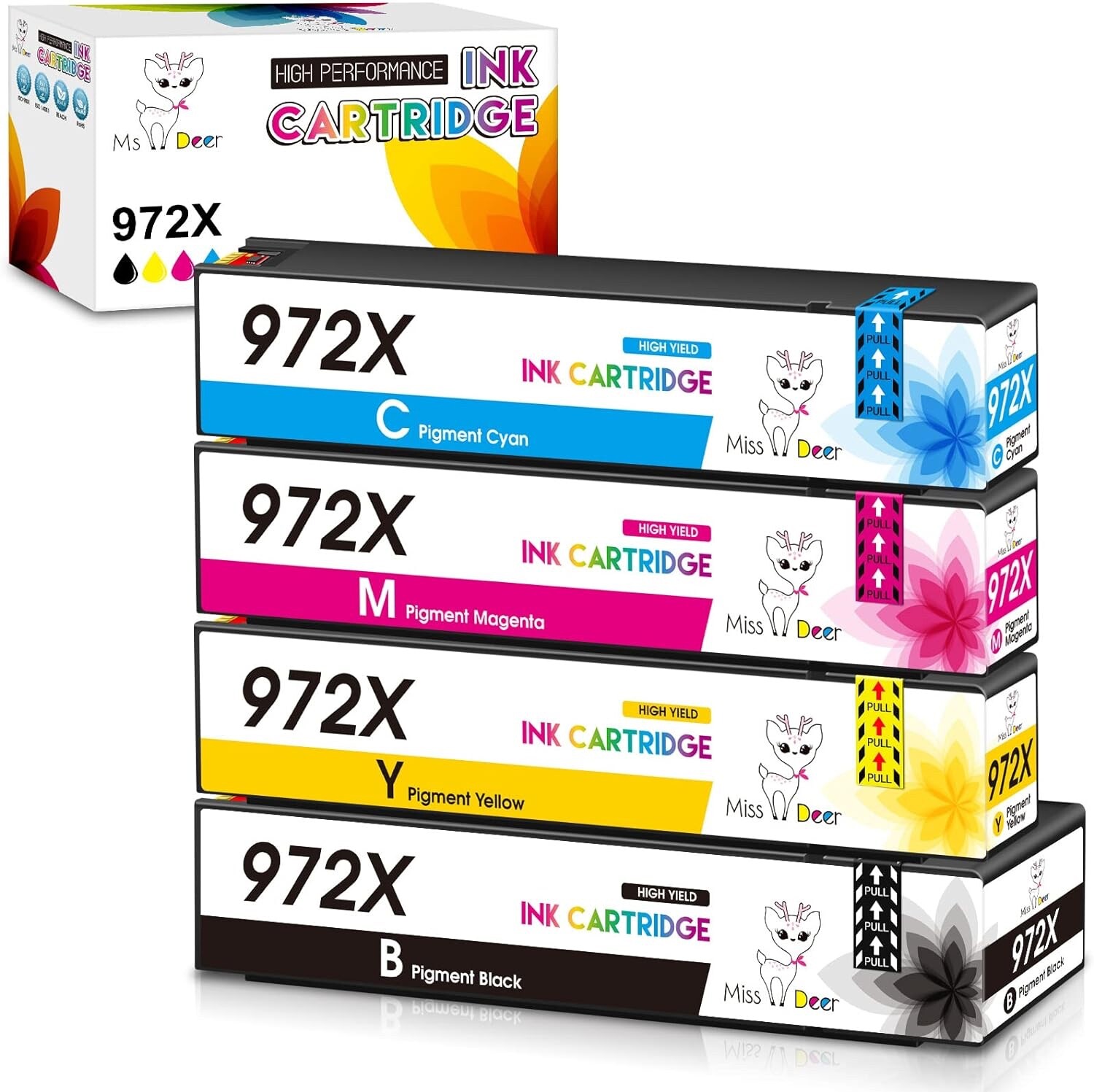 Miss Deer 972X Ink Cartridges Compatible Replacement Ink for HP 972 972A 972X...
