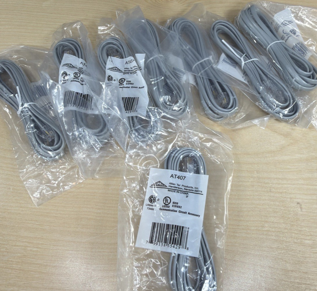 Lot of 8 Allen Tel AT407 Non-Keyed 4-Conductor 7 Feet Full Modular Line Cords