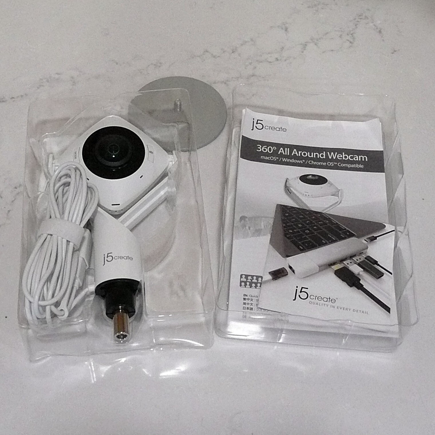 J5Create 360 Degree Conference Webcam JVCU360S Plug 'N Play Laptop Camera White