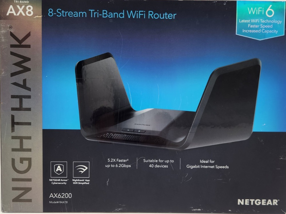 Netgear Nighthawk X8 Tri-Band 8-Stream AX6200 WiFi 6 Router (RAX78-100NAS)