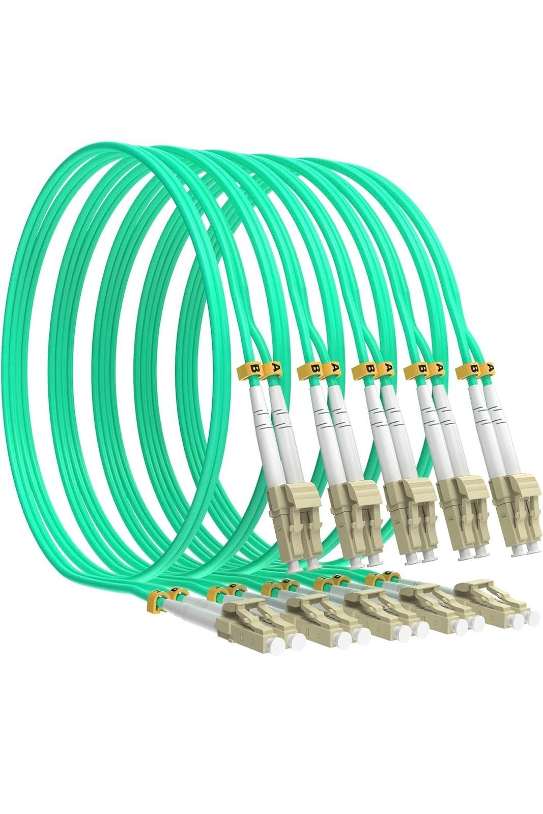 OM3 SC to LC Fiber Patch Cable Duplex Multimode 1m/3ft 5 Pack MMF 50/125um