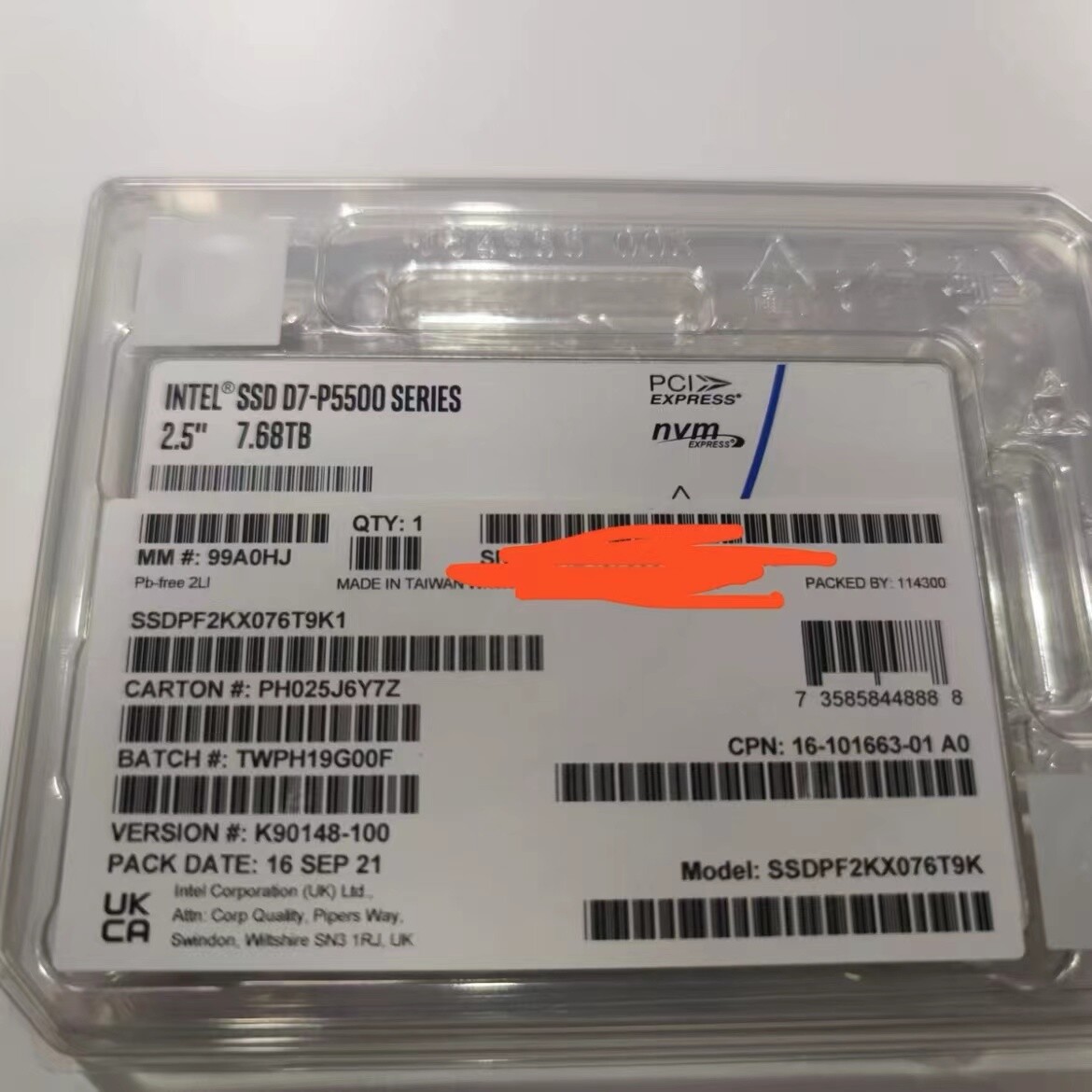 INTEL D7-P5500 7.68TB SSD 2.5" NVMe GEN 4 Solid State Drive SSDPF2KX076T9K1