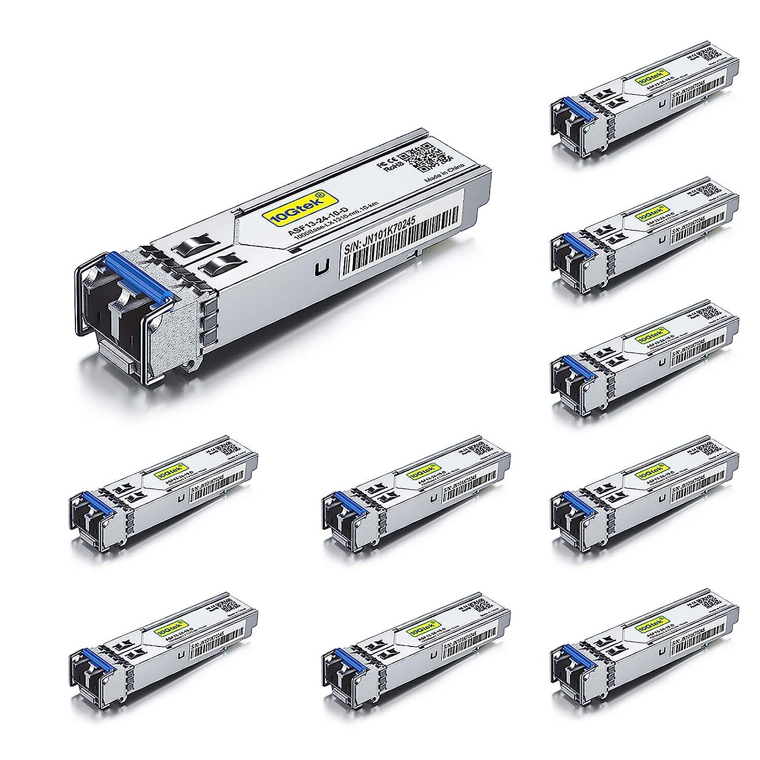 10 Pcs For Cisco GLC-LH-SM Transceiver, Gigabit SFP 1000Base-LX 1310nm SMF 20km