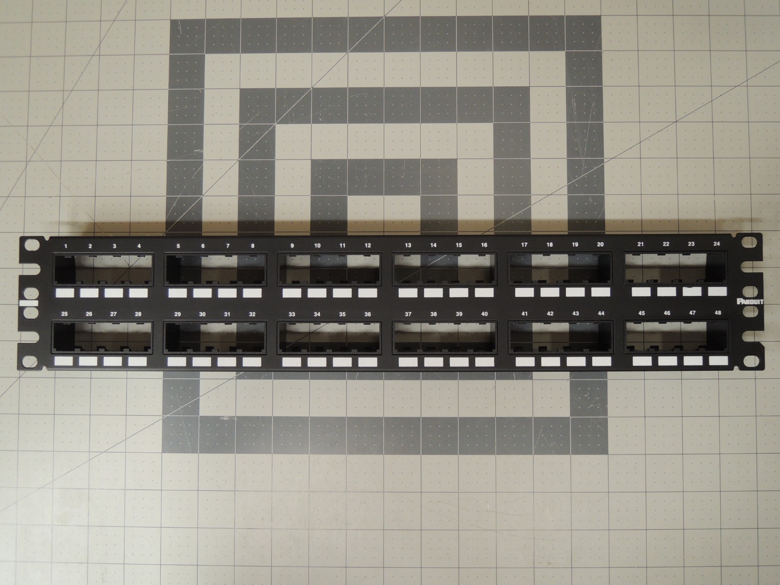 Panduit CPP48FMWBLY 2U 48-Port Mini-Com Flush Modular Empty Patch Panel Black