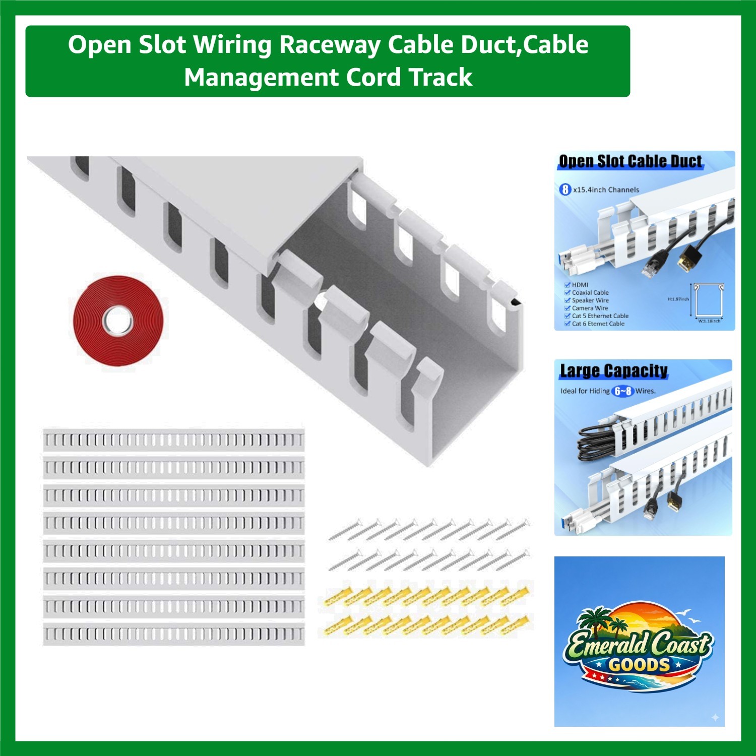 High-Quality Cable Ducts - 10.26ft Open Slot for Safe Home Cable Management