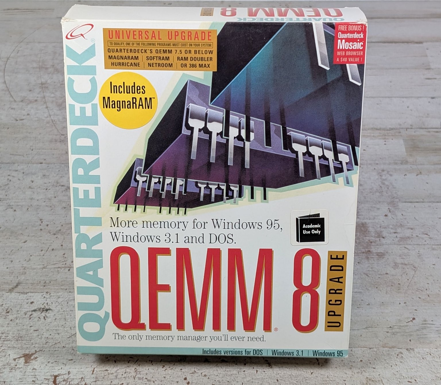 Quarterdeck QEMM 8 Upgrade Software for DOS Windows 3.1 95 3.5" Floppy Big Box