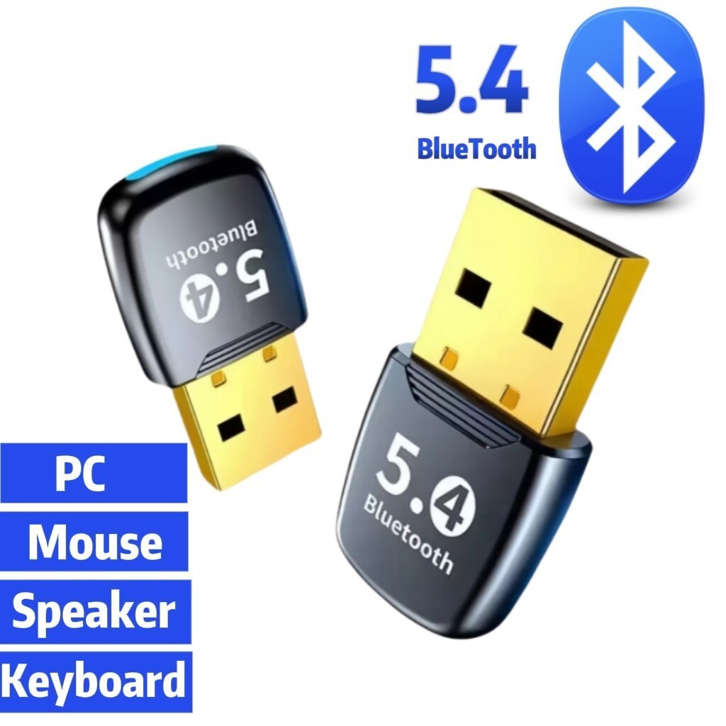 Compact Bluetooth 5.4 USB Adapter – Wireless for PC Speakers Mouse Keyboard