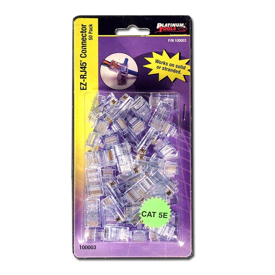 Platinum Tools 100003C EZ-RJ45 Cat5/5e Connectors Clamshell Pack of 50